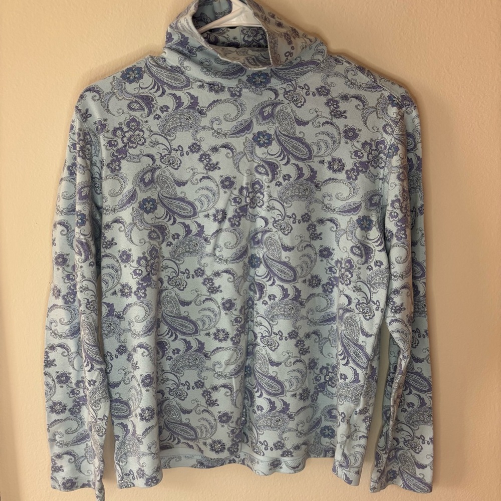 Light Blue Paisley Long Sleeve Top
